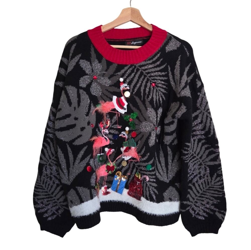 33 Degrees | Flamingo 3D Ugly Funny Christmas Sweater